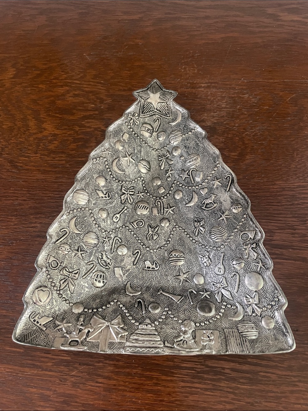 Silver Holiday Tree Decorative Tray new